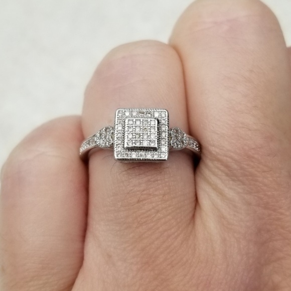 Sterling Square Pave Ring - Picture 7 of 8